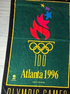 Vintage 1996 Atlanta Olympics Cannon Beach Towel Centennial Games 100% Cotton